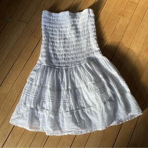 Hollister Mini Dress Womens M Tall white strapless cotton Lined Shorts Vacation